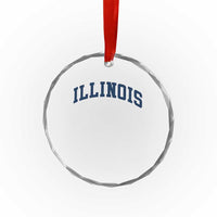Illinois Sports Fan Vintage Bold Throwback IL State Crystal Glass Ornament