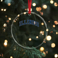 Illinois Sports Fan Vintage Bold Throwback IL State Crystal Glass Ornament