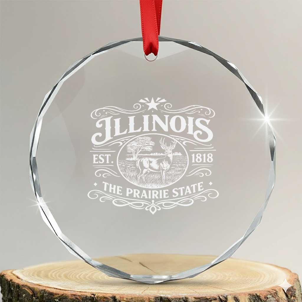 Illinois State Pride Crystal Glass Ornament The Prairie State Souvenir Gift