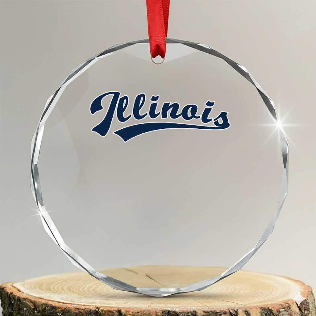 Illinois Varsity Script Classic Sports Jersey Style Crystal Glass Ornament