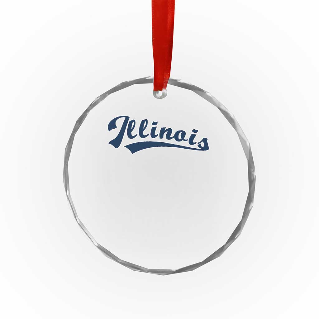 Illinois Varsity Script Classic Sports Jersey Style Crystal Glass Ornament