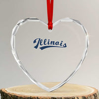 Illinois Varsity Script Classic Sports Jersey Style Heart Crystal Glass Ornament