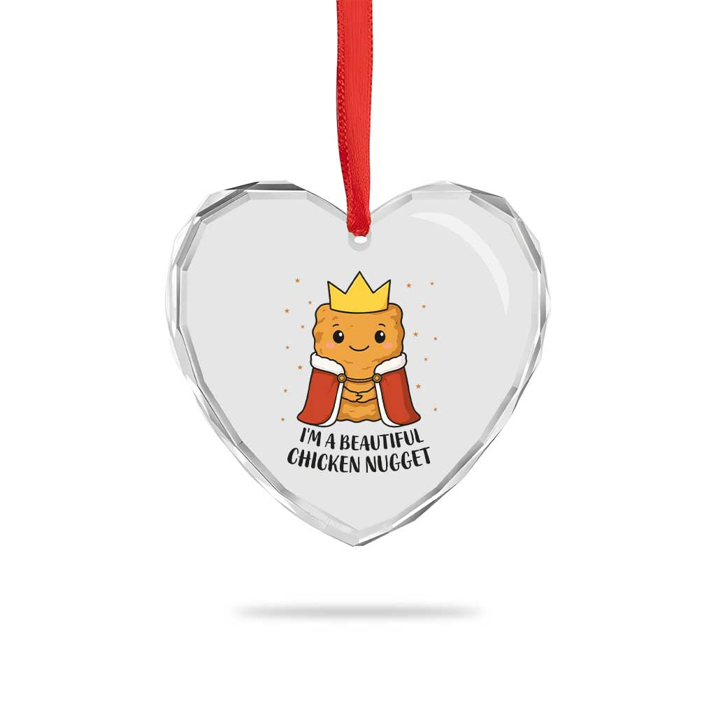 I'm A Beautiful Chicken Nugget Heart Crystal Glass Ornament Food Humor Gift - Wonder Print Shop