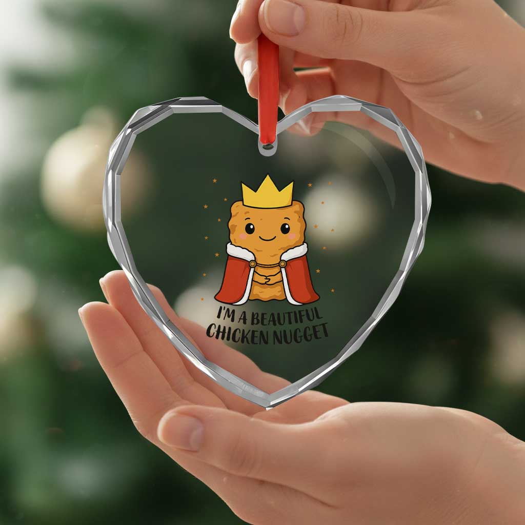 I'm A Beautiful Chicken Nugget Heart Crystal Glass Ornament Food Humor Gift - Wonder Print Shop