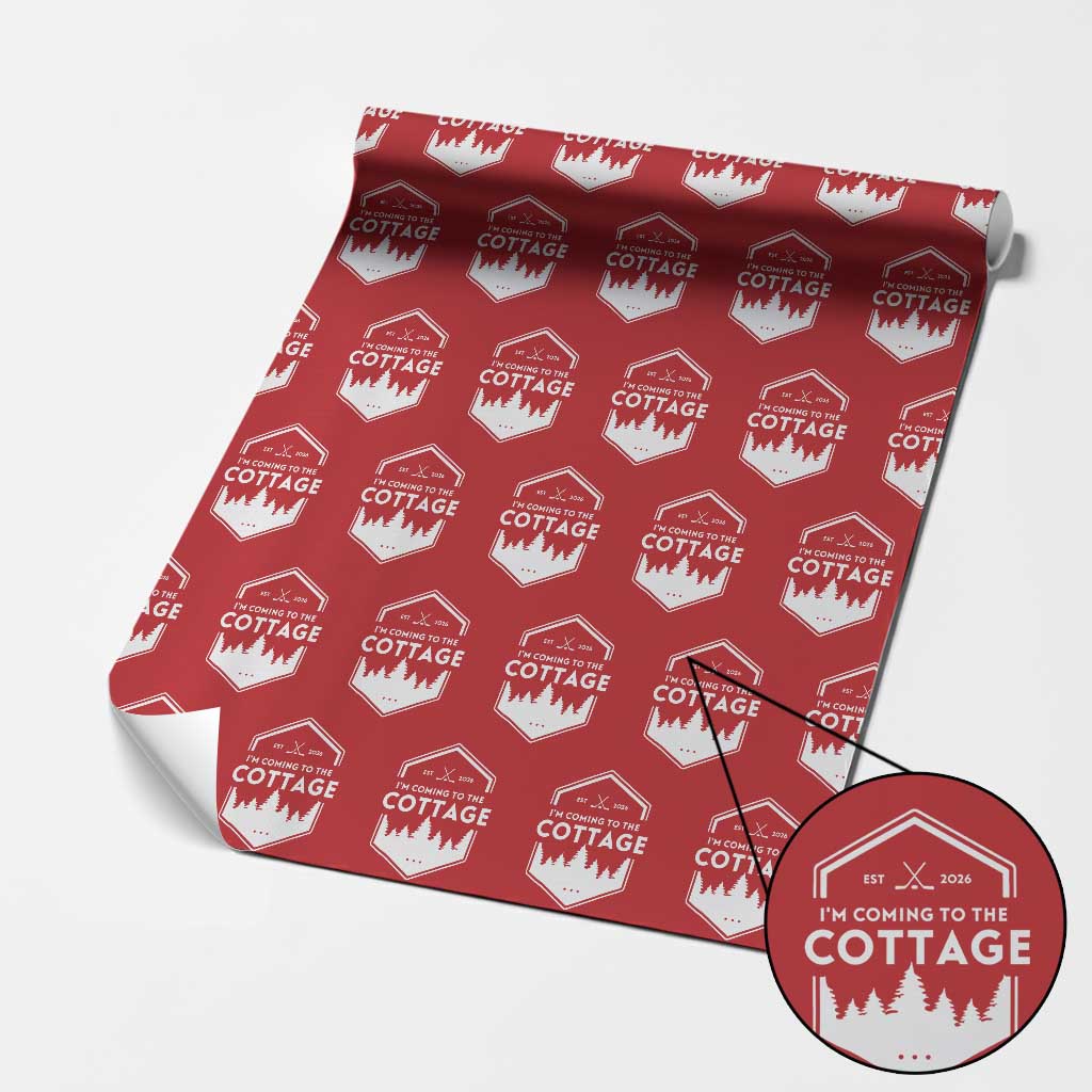 I'm Coming to the Cottage Wrapping Paper Roll Rustic Outdoor Retro Forest Hockey Romance - Wonder Print Shop
