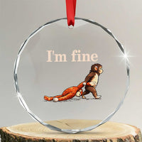 I’m Fine Funny Monkey Meme Crystal Glass Ornament Viral Punch Baby Monkey Relatable Cute Gift