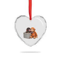 I’m Fine Viral Punch Monkey Meme Heart Crystal Glass Ornament Cute Baby Monkey Hugging Plush Emotional Humor Gift