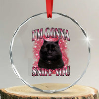 I'm Gonna Sniff You Crystal Glass Ornament Funny Black Cat Meme