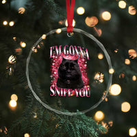 I'm Gonna Sniff You Crystal Glass Ornament Funny Black Cat Meme