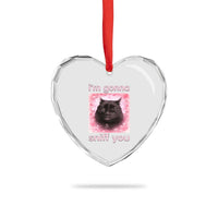 I'm Gonna Sniff You Heart Crystal Glass Ornament Funny Black Cat Brainrot Meme