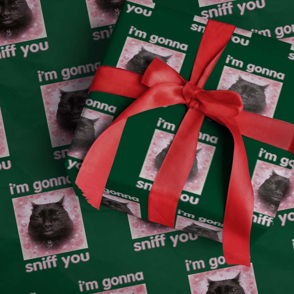 I'm Gonna Sniff You Wrapping Paper Roll Funny Black Cat Brainrot Meme