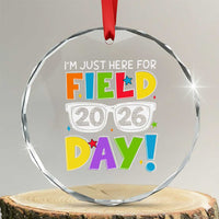 I'm Just Here for Field Day 2026 Crystal Glass Ornament School Colorful Sunglasses Graphic