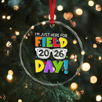 I'm Just Here for Field Day 2026 Crystal Glass Ornament School Colorful Sunglasses Graphic