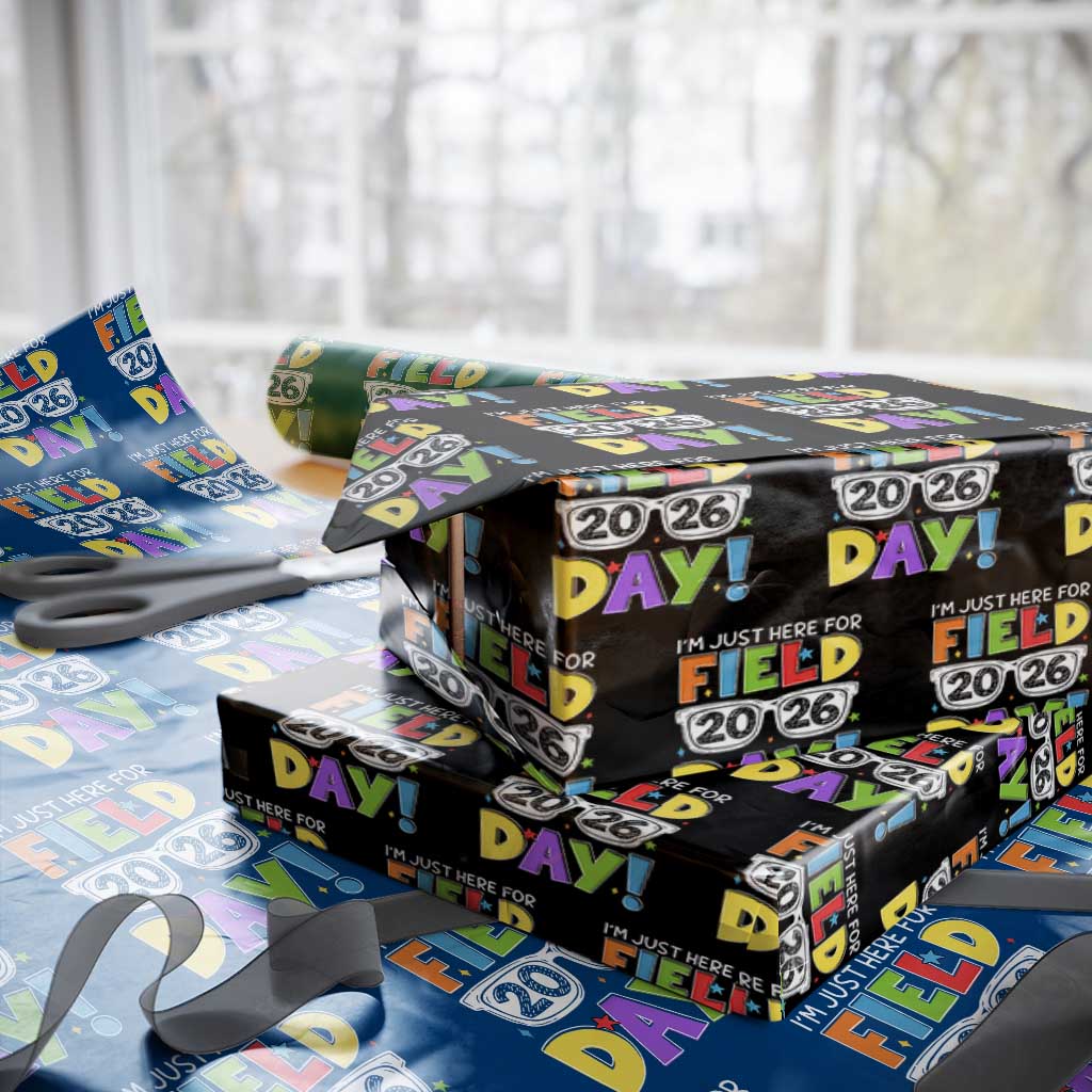 I'm Just Here for Field Day 2026 Wrapping Paper Roll School Colorful Sunglasses Graphic
