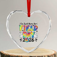 I'm Just Here for Field Day 2026 Heart Crystal Glass Ornament Groovy School Retro Tie Dye Effect Printing