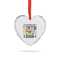 I'm Just Here for Field Day 2026 Heart Crystal Glass Ornament Groovy School Retro Tie Dye Effect Printing