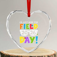 I'm Just Here for Field Day 2026 Heart Crystal Glass Ornament School Colorful Sunglasses Graphic