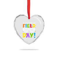 I'm Just Here for Field Day 2026 Heart Crystal Glass Ornament School Colorful Sunglasses Graphic