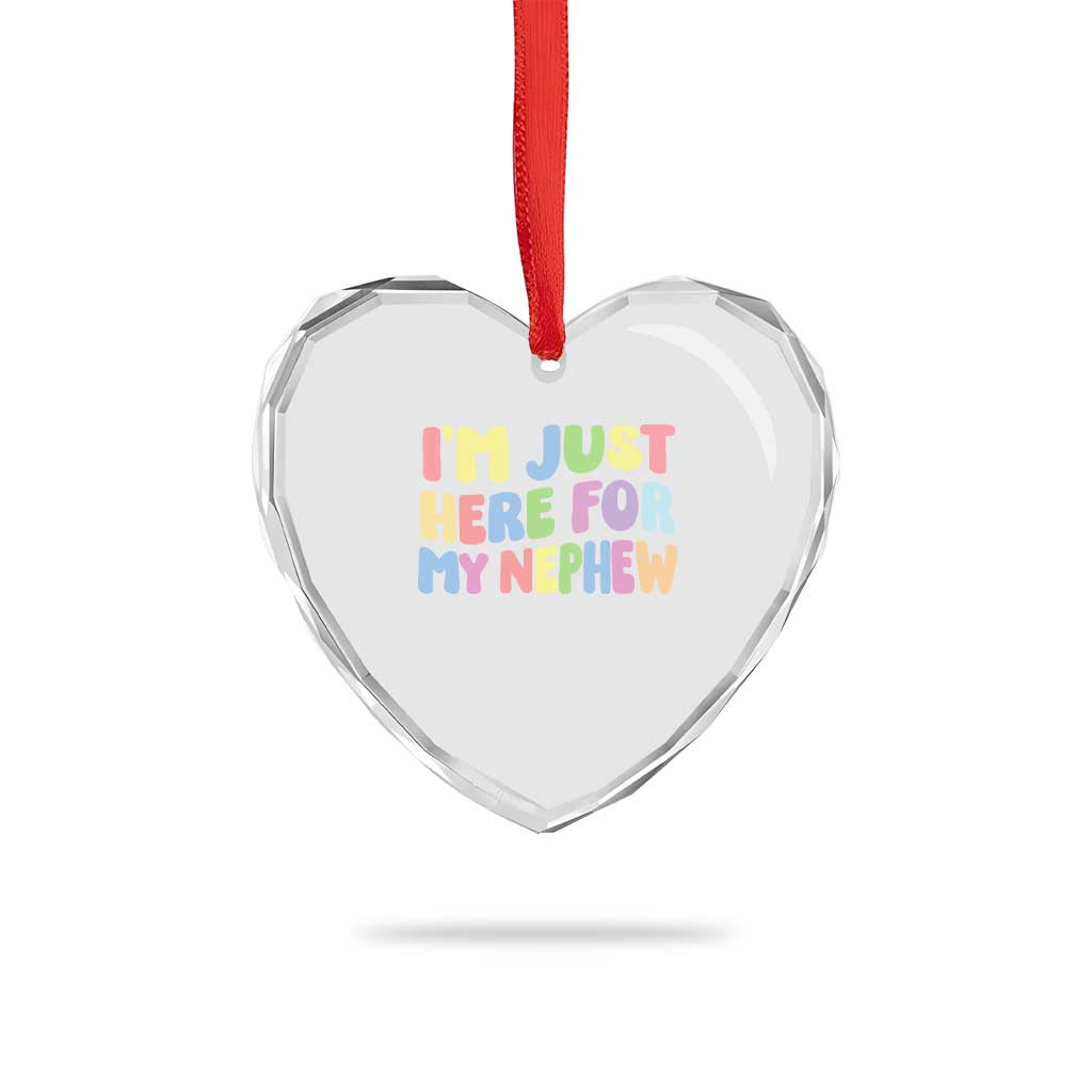 Im Just Here For My Nephew Heart Crystal Glass Ornament Gift For Aunt From Nephew