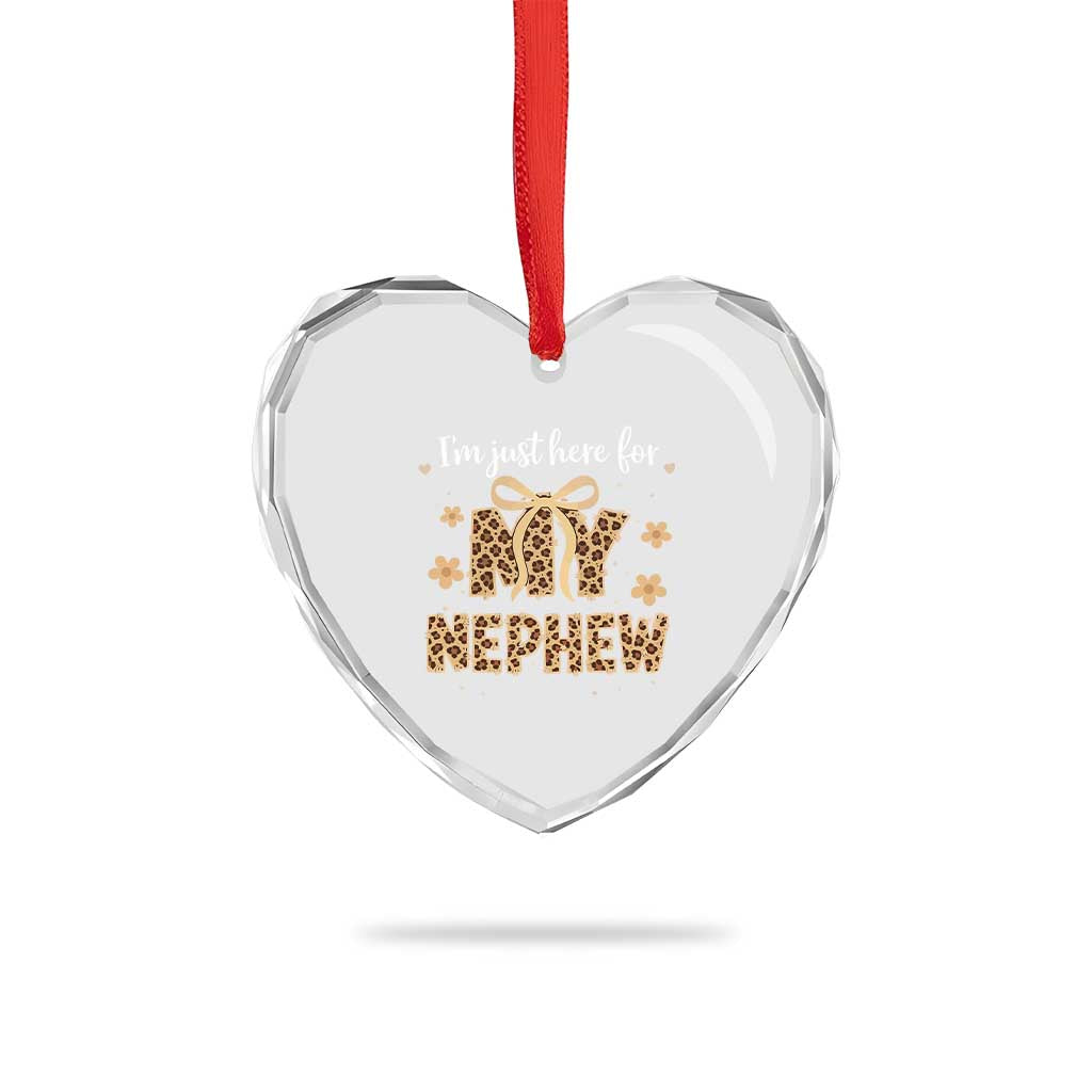 Im Just Here For My Nephew Heart Crystal Glass Ornament Gift For Aunt From Nephew Leopard