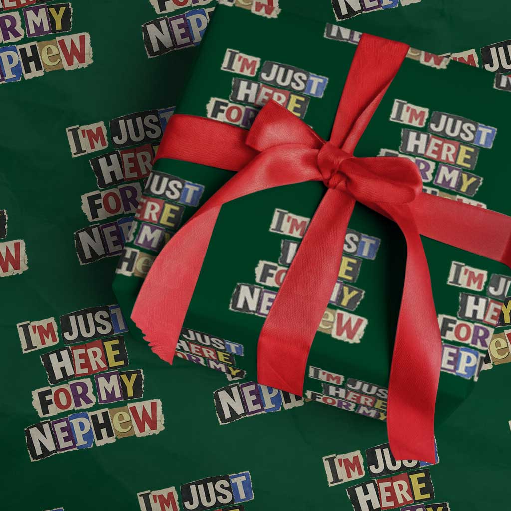 Im Just Here For My Nephew Wrapping Paper Roll Trendy Aunts Letter Print Vintage