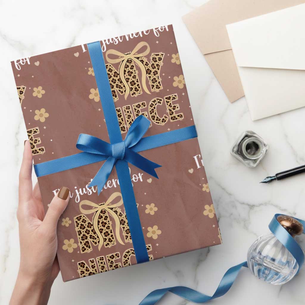 Im Just Here For My Niece Wrapping Paper Roll Gift For Aunt From Niece Leopard