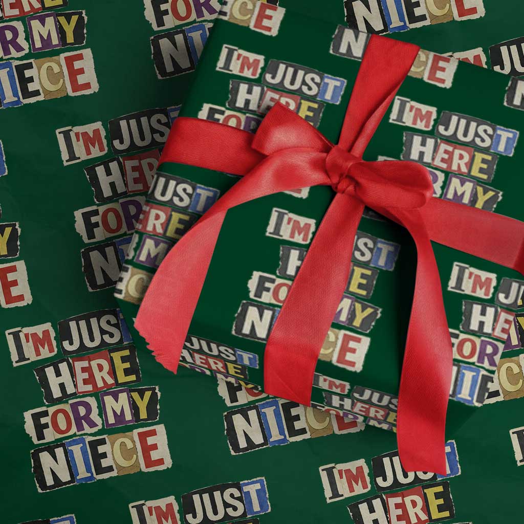 Im Just Here For My Niece Wrapping Paper Roll Trendy Aunts Letter Print Vintage