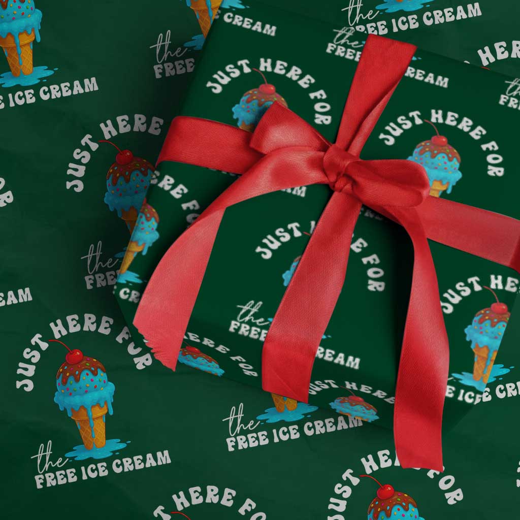 I'm Just Here For The Free Ice Cream Wrapping Paper Roll Funny Cruise Summer Vacation - Wonder Print Shop