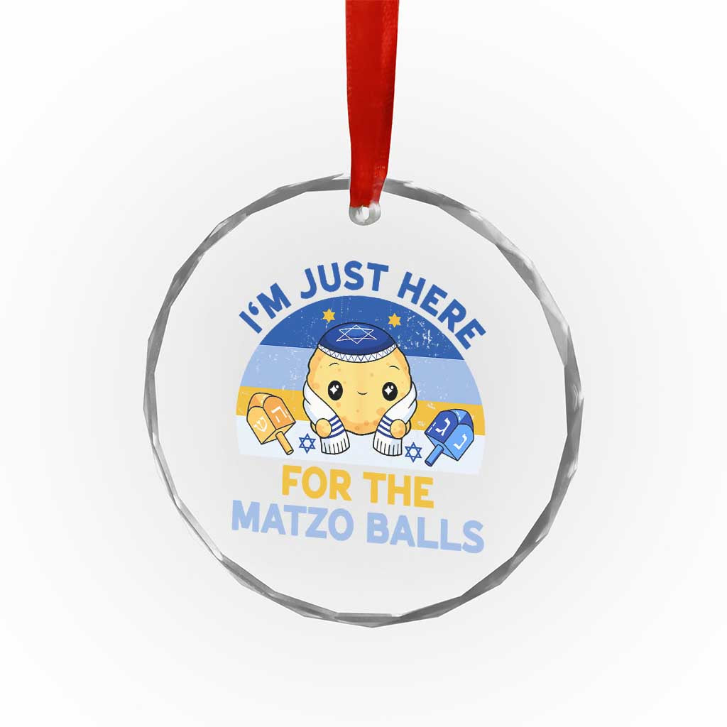 Im Just Here For The Matzo Balls Crystal Glass Ornament Funny Jewish Holiday Gift - Wonder Print Shop