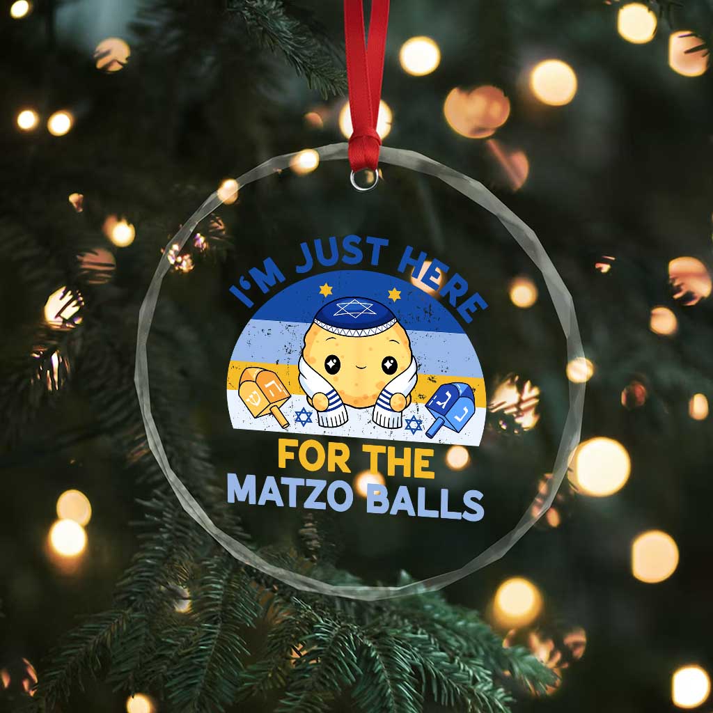 Im Just Here For The Matzo Balls Crystal Glass Ornament Funny Jewish Holiday Gift - Wonder Print Shop
