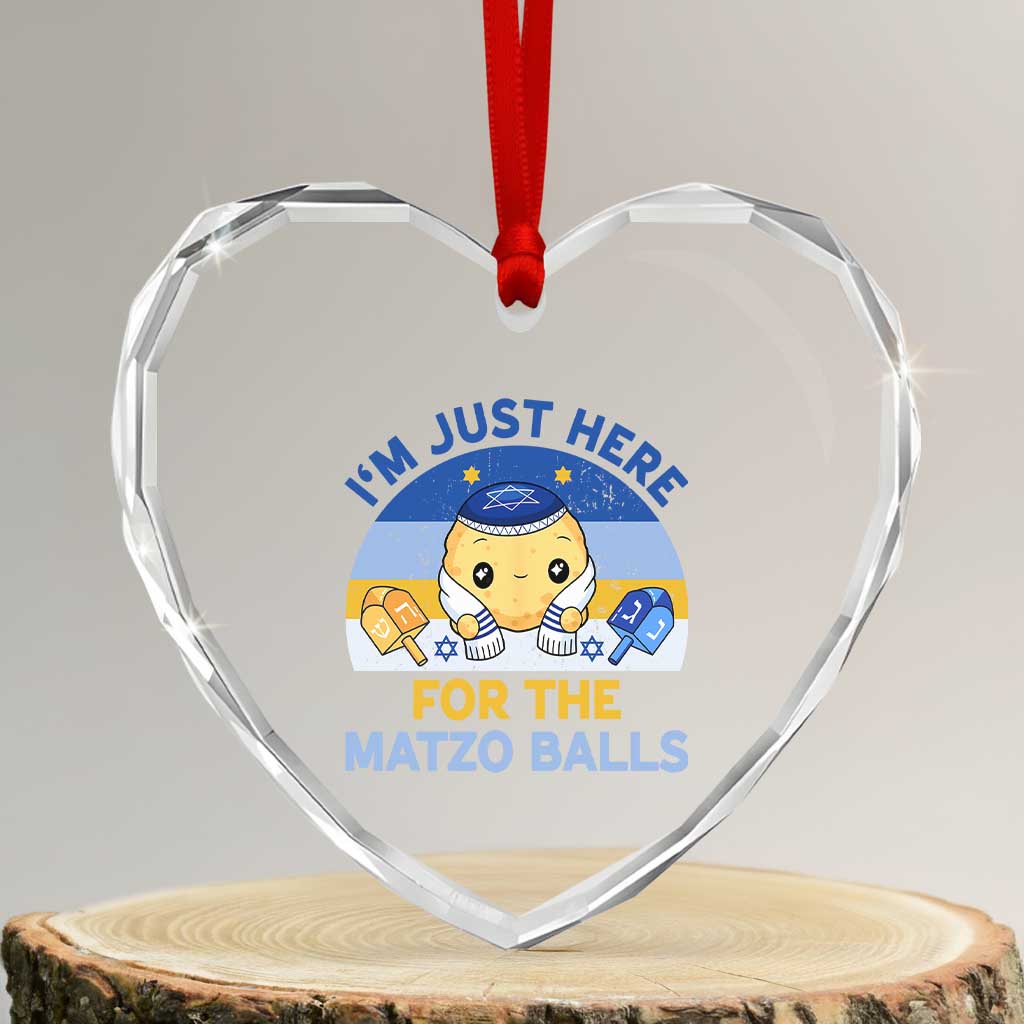 Im Just Here For The Matzo Balls Heart Crystal Glass Ornament Funny Jewish Holiday Gift - Wonder Print Shop