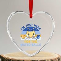 Im Just Here For The Matzo Balls Heart Crystal Glass Ornament Funny Jewish Holiday Gift - Wonder Print Shop