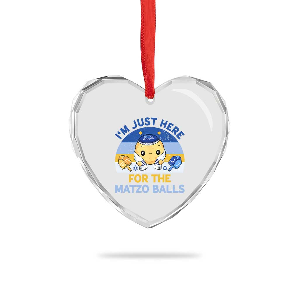Im Just Here For The Matzo Balls Heart Crystal Glass Ornament Funny Jewish Holiday Gift - Wonder Print Shop