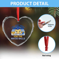 Im Just Here For The Matzo Balls Heart Crystal Glass Ornament Funny Jewish Holiday Gift - Wonder Print Shop