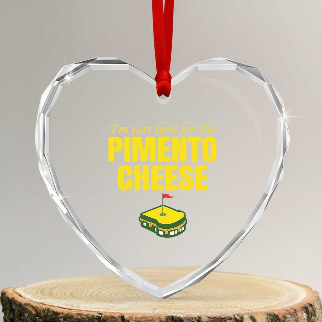 I'm Just Here For The Pimento Cheese Heart Crystal Glass Ornament Funny Golf Foodie