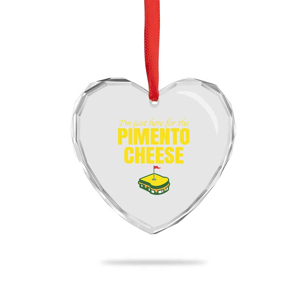 I'm Just Here For The Pimento Cheese Heart Crystal Glass Ornament Funny Golf Foodie