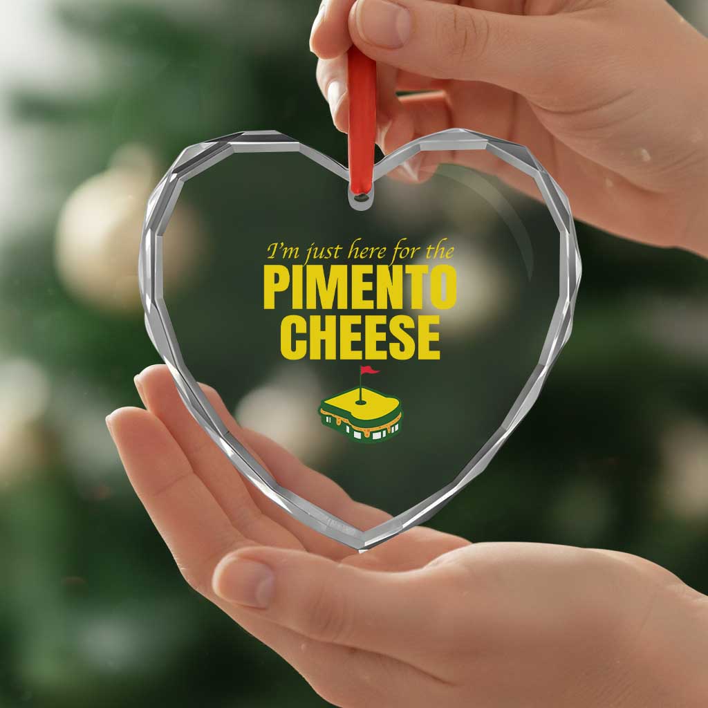 I'm Just Here For The Pimento Cheese Heart Crystal Glass Ornament Funny Golf Foodie