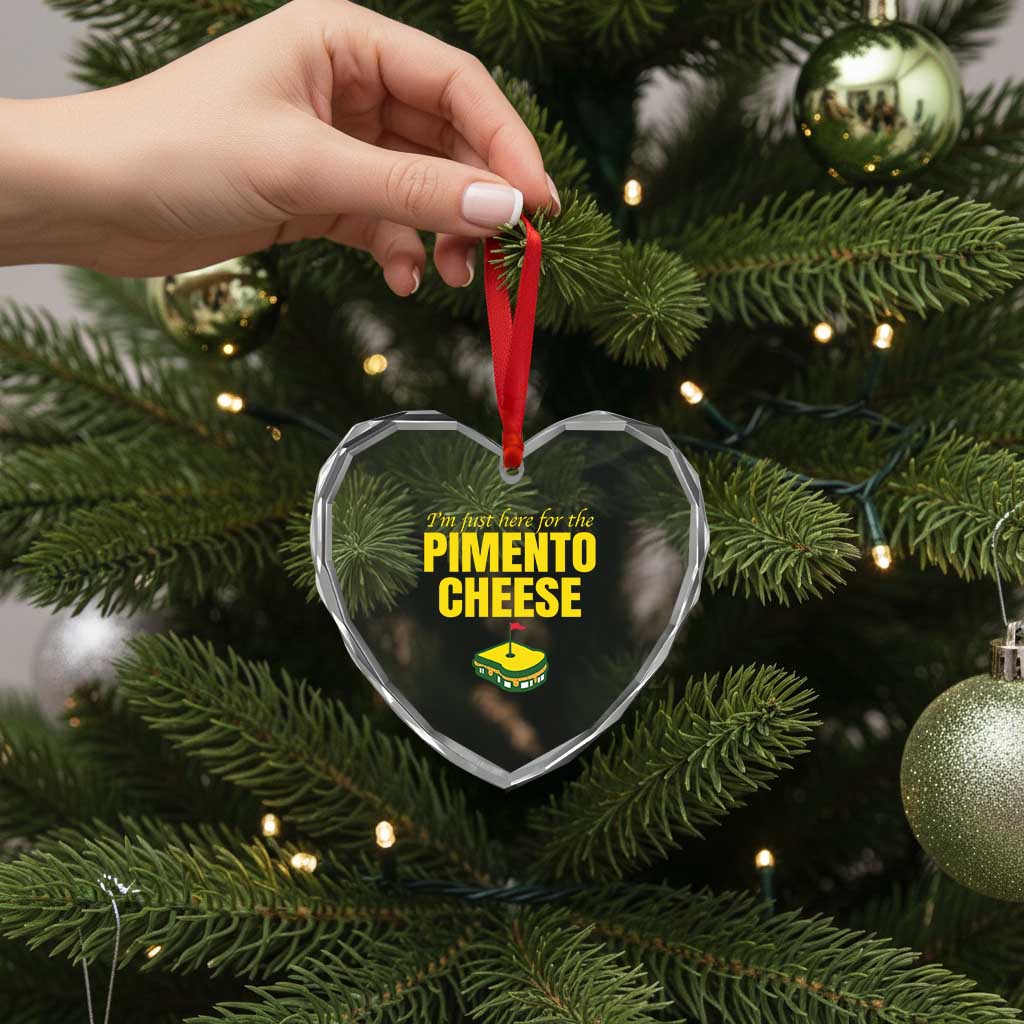 I'm Just Here For The Pimento Cheese Heart Crystal Glass Ornament Funny Golf Foodie