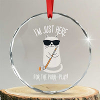 Im Just Here For The Purr Play Crystal Glass Ornament Funny Cat Hockey Gift - Wonder Print Shop