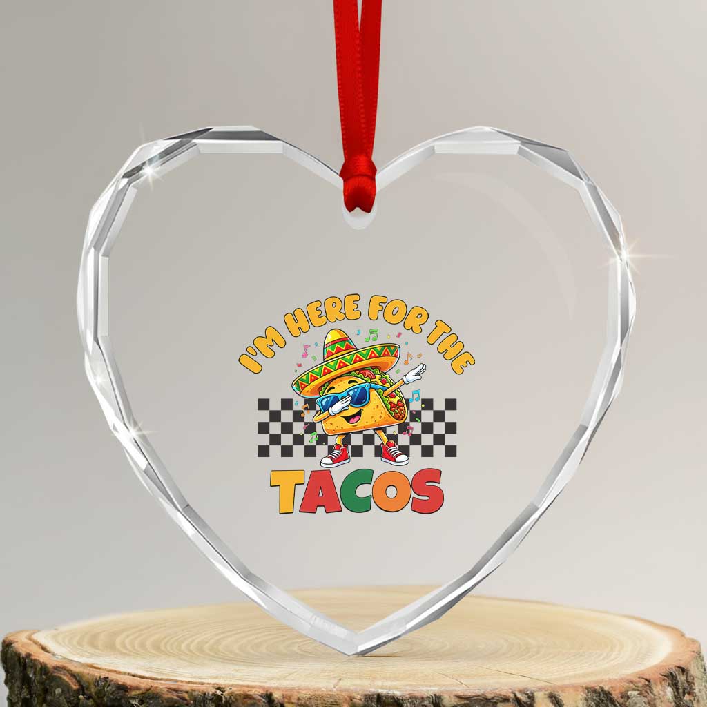 I'm Just Here for the Tacos Heart Crystal Glass Ornament Funny Mexican Food