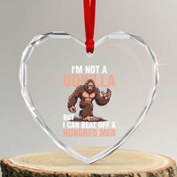 I'm Not A Gorilla But I Can't Beat Off A Hundred Men Heart Crystal Glass Ornament Funny Bigfoot Meme - Wonder Print Shop