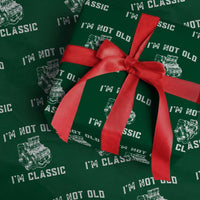 I'm Not Old I'm Classic Wrapping Paper Roll Flathead V8 Engine Silhouette