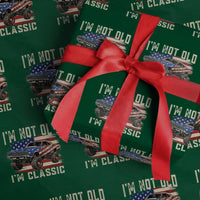 I'm Not Old I'm Classic Wrapping Paper Roll Vintage Car American Flag 4th of July