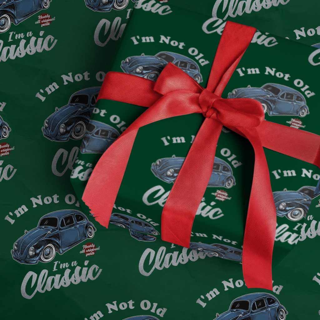 I'm Not Old I'm Classic Wrapping Paper Roll Vintage Distressed Classic Bug Travel