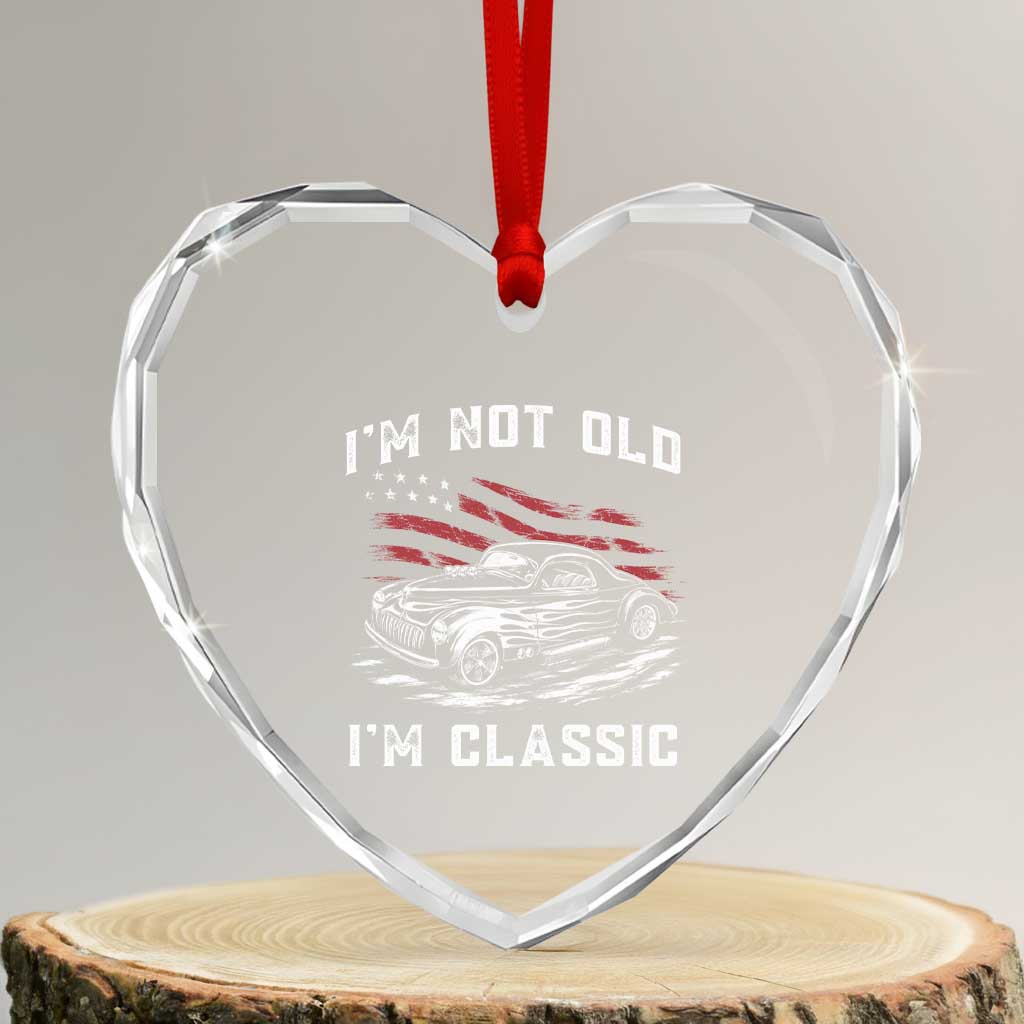 I'm Not Old I'm Classic Heart Crystal Glass Ornament 1941 American Classic Hotrod