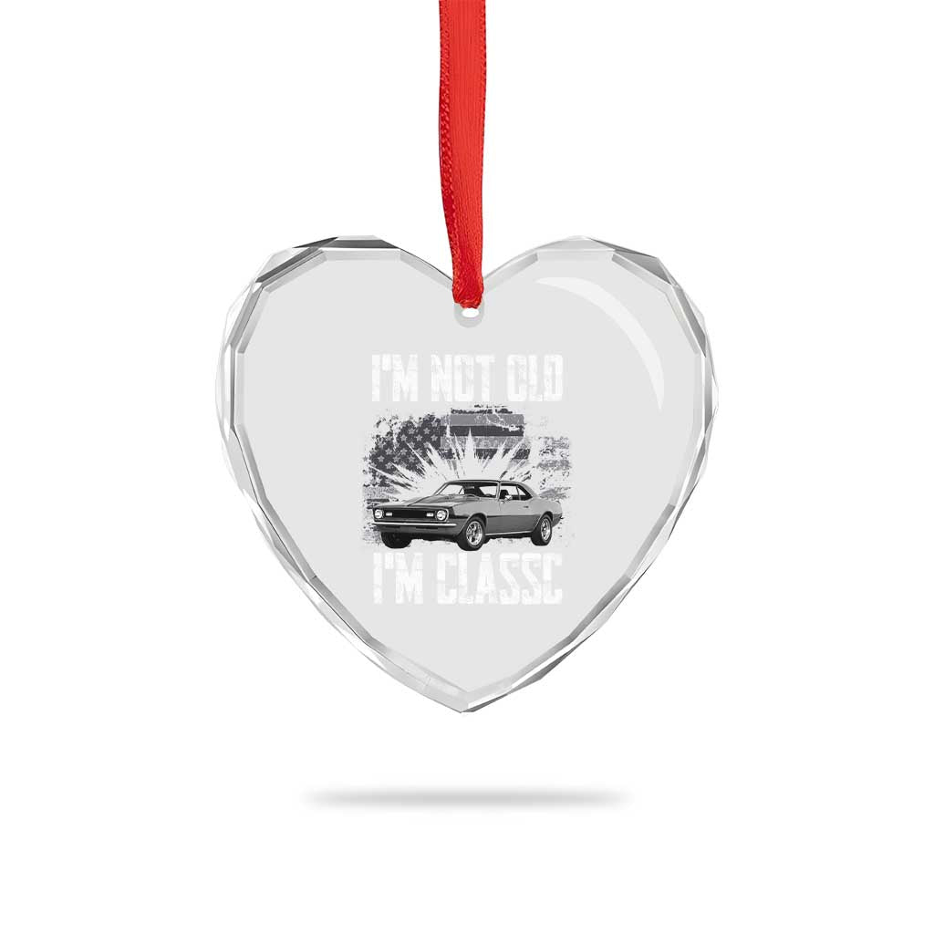 I'm Not Old I'm Classic Heart Crystal Glass Ornament Retro American Muscle Car Classic USA