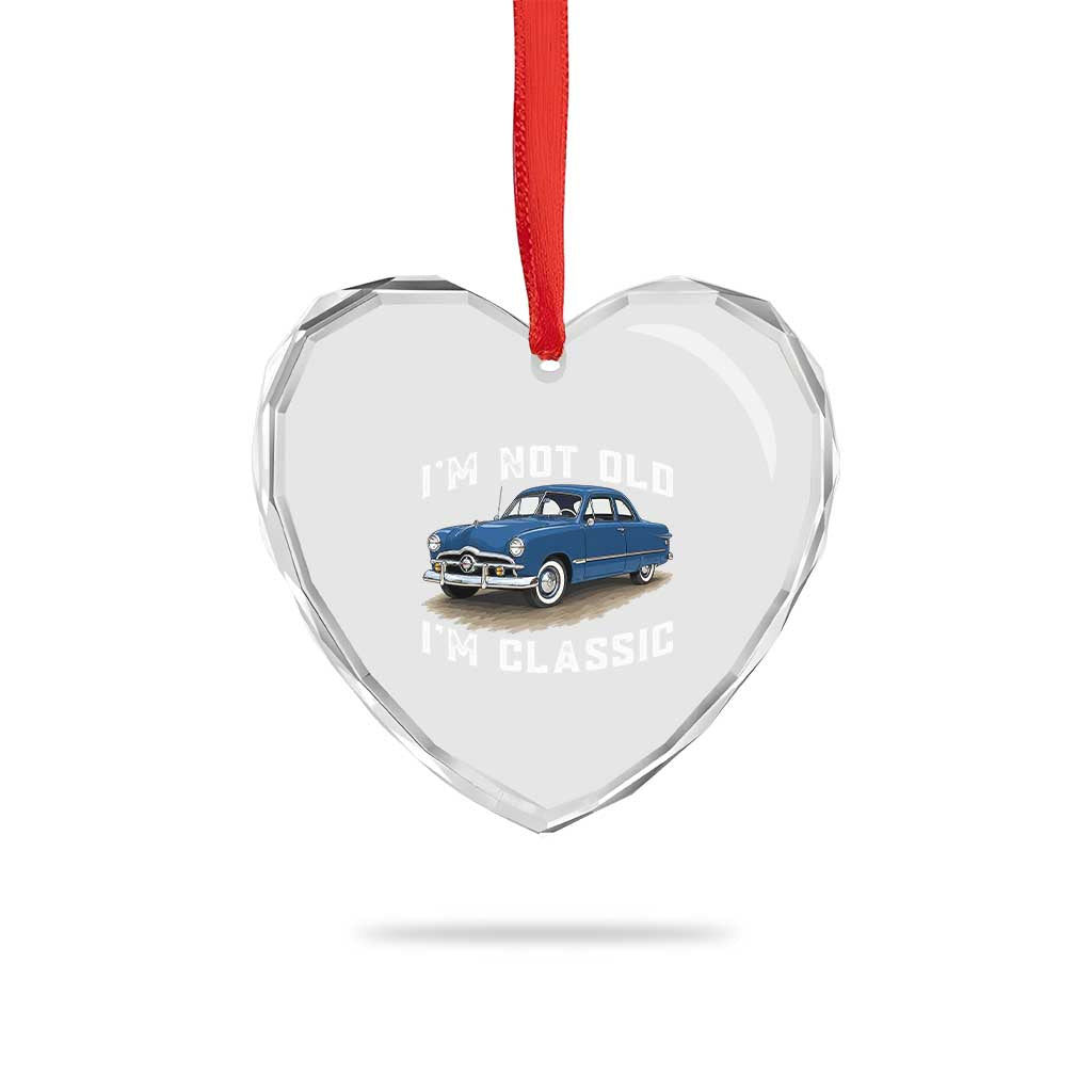 I'm Not Old I'm Classic Heart Crystal Glass Ornament Vintage 1949 Classic American Coupe Car