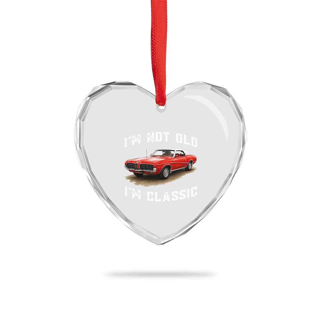 I'm Not Old I'm Classic Heart Crystal Glass Ornament Vintage 1970 Mercury Cougar Hardtop Classic Car Enthusiast