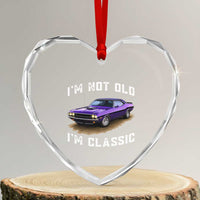 I'm Not Old I'm Classic Heart Crystal Glass Ornament Vintage 1970 Purple Classic Muscle Car