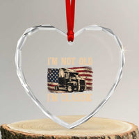 I'm Not Old I'm Classic Heart Crystal Glass Ornament Vintage Distressed Big Rig 18 Wheeler Driver
